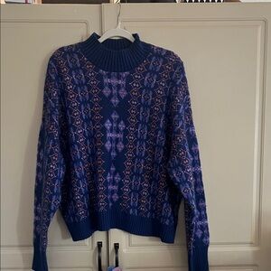 Lane Bryant Blue and Pink Knit Sweater
